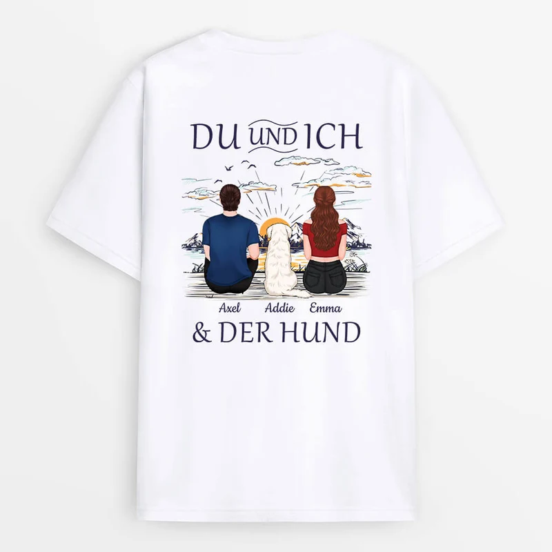 Du Ich Und Mein Hund Rückenseiten - Personalisiertes Geschenk | Rückenseiten T-shirt für Hundeliebhaber