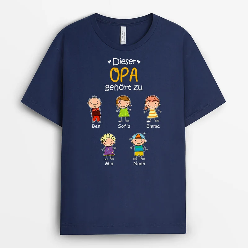 Dieser Papa Opa Gehört Zu - Personalisiertes Geschenk | T-shirt für Papas/Opas