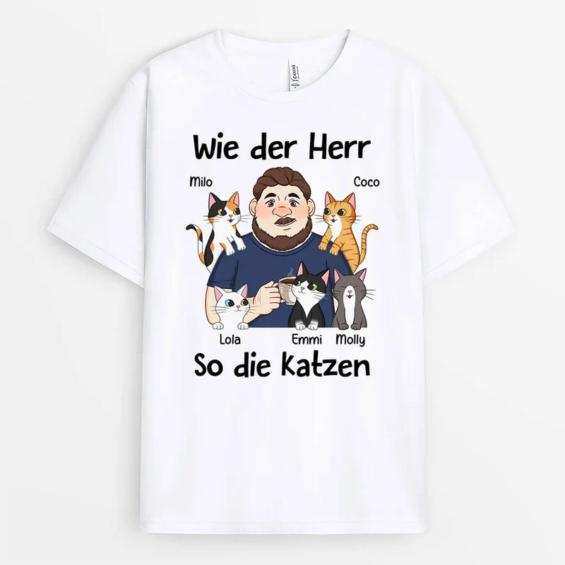 Wie Der Herr So Die Katze - Personalisiertes Geschenk | T-Shirt für Katzenliebhaber