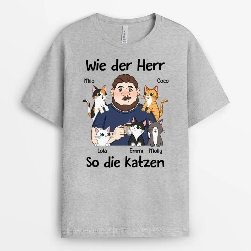 Wie Der Herr So Die Katze - Personalisiertes Geschenk | T-Shirt für Katzenliebhaber