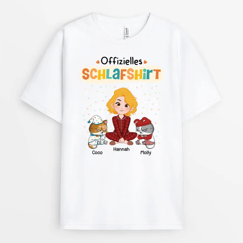 Offizielles Schlafshirt - Personalisiertes Geschenk | T-Shirt für Katzenliebhaber