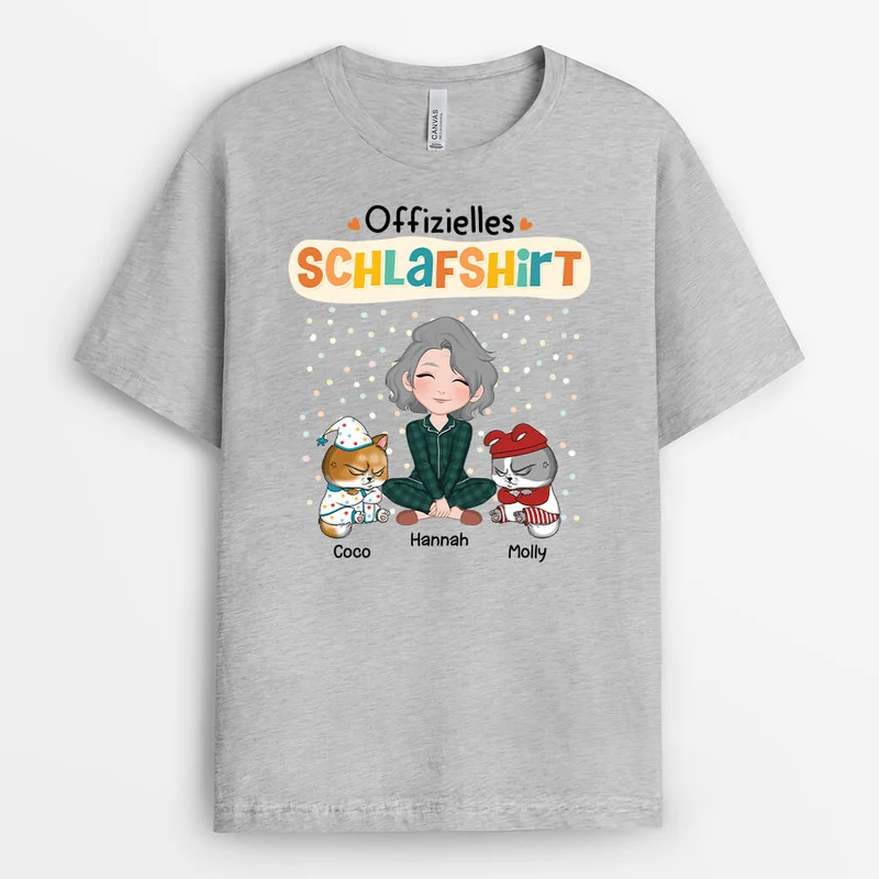 Offizielles Schlafshirt - Personalisiertes Geschenk | T-Shirt für Katzenliebhaber