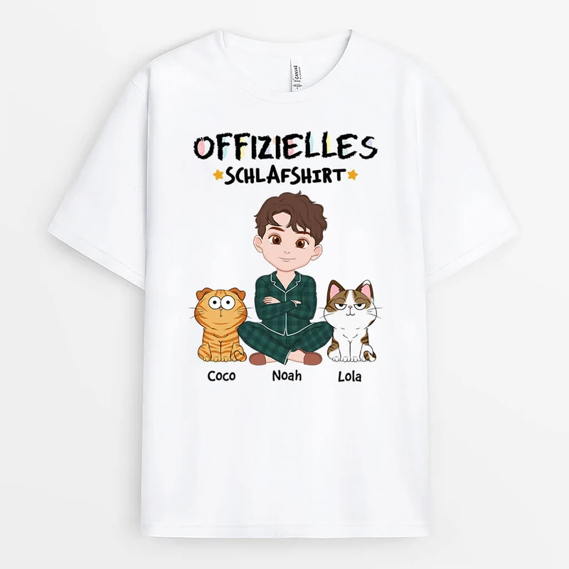 Offizielles Schlafshirt - Personalisiertes Geschenk | T-Shirt für Katzenliebhaber
