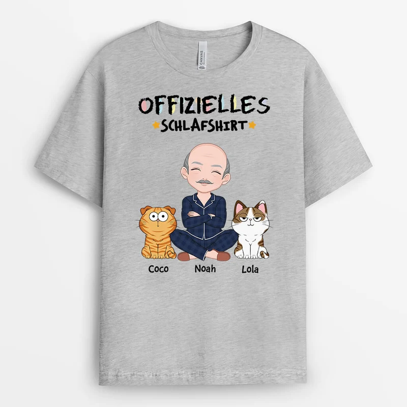 Offizielles Schlafshirt - Personalisiertes Geschenk | T-Shirt für Katzenliebhaber