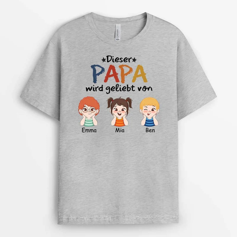 Dieser Opa/Papa Wird Geliebt Von - Personalisiertes Geschenk | T-Shirt für Herren