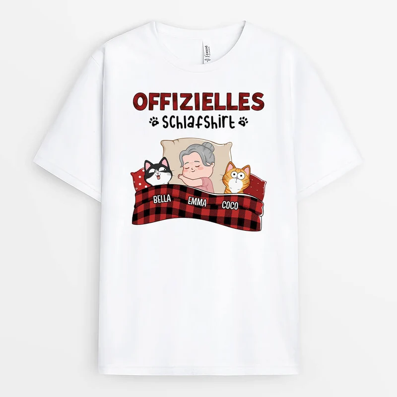Offizielles Süßes Schlafshirt Mit Katzen - Personalisiertes Geschenk | T-Shirt für Katzenliebhaber
