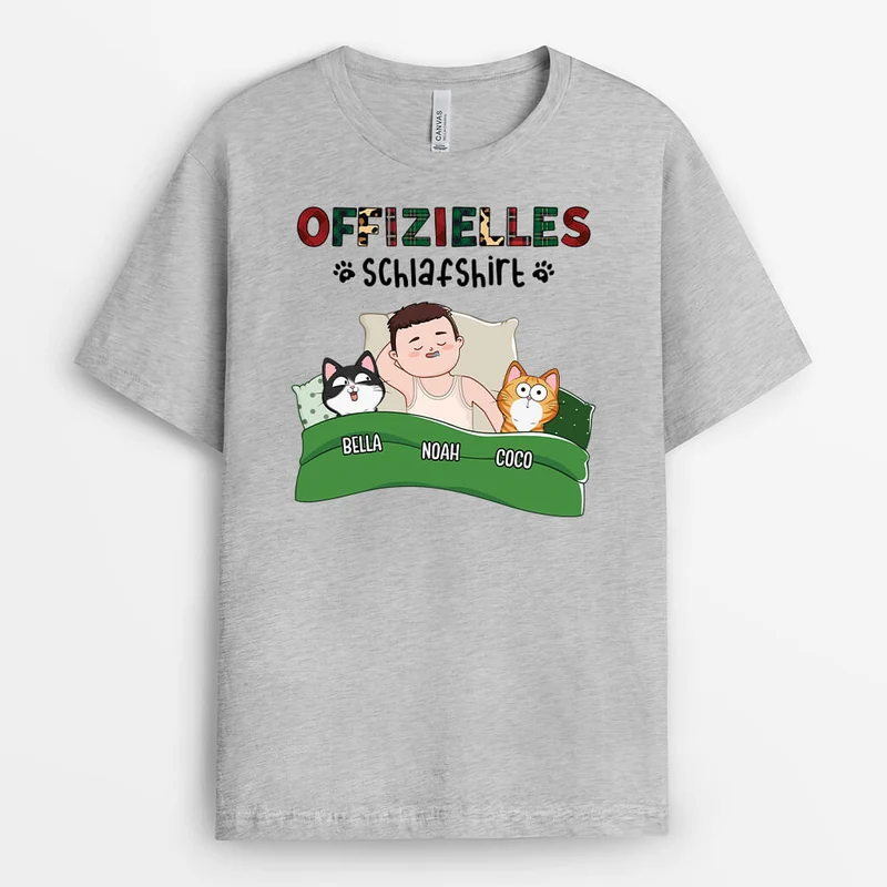 Offizielles Süßes Schlafshirt Mit Katzen - Personalisiertes Geschenk | T-Shirt für Katzenliebhaber