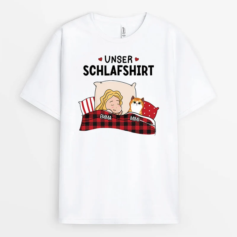 Unser Schlafshirt - Personalisiertes Geschenk | T-Shirt für Katzenliebhaber