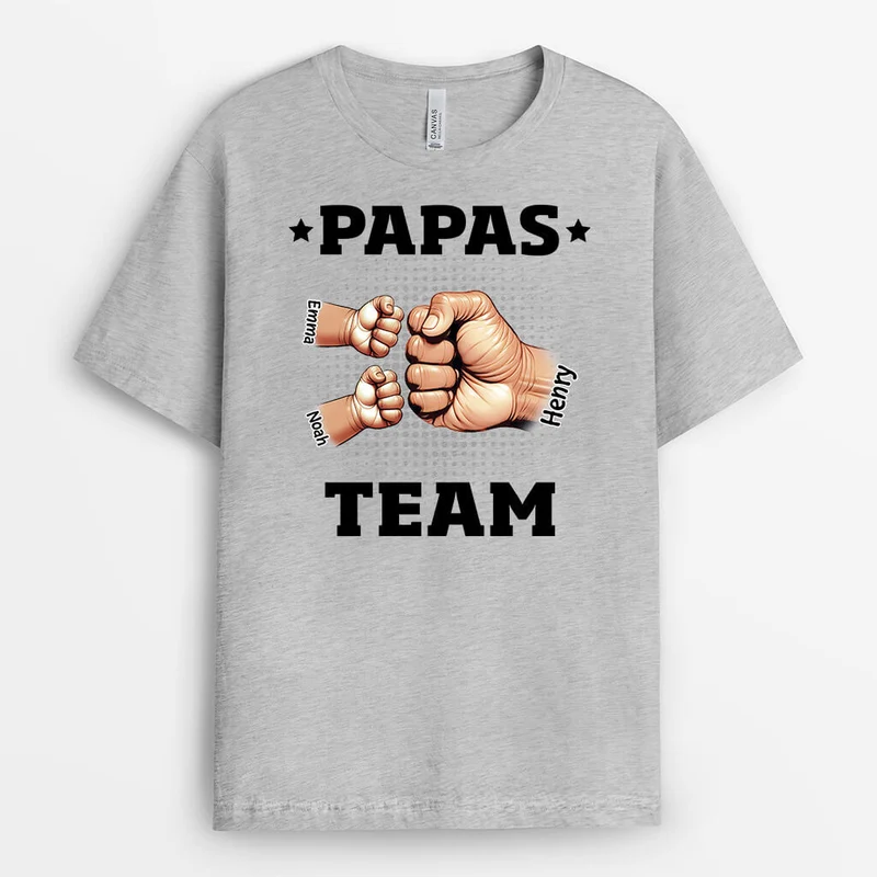 Opas/Papas Team mit Faust - Personalisiertes Geschenk | T-Shirt für Männer