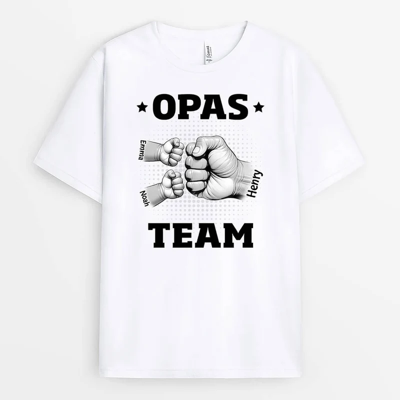 Opas/Papas Team mit Faust - Personalisiertes Geschenk | T-Shirt für Männer