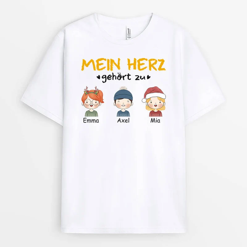 Mein Herz Gehört Zu - Personalisiertes Geschenk | T-shirt für Mama/Papa