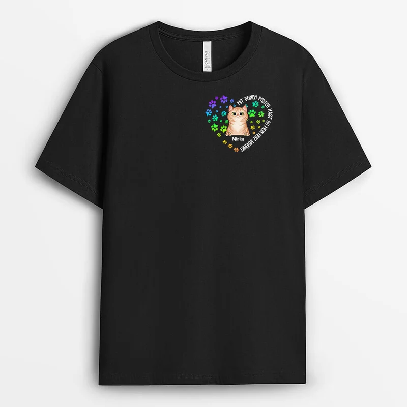 Du Hast Pfotenabdrücke In Meinem Herzen Hinterlassen Katzen - Personalisiertes Geschenk | T-shirt für Katzenliebhaber