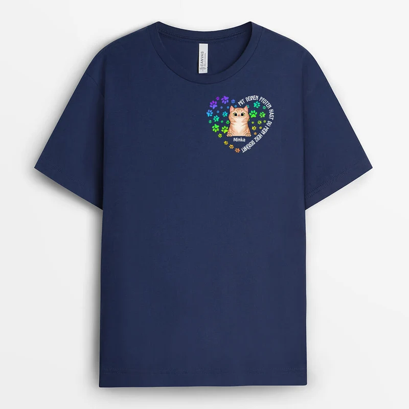 Du Hast Pfotenabdrücke In Meinem Herzen Hinterlassen Katzen - Personalisiertes Geschenk | T-shirt für Katzenliebhaber