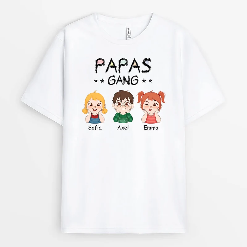 Papas Bande Mit Weltkarte - Personalisiertes Geschenk | T-shirt für Papa