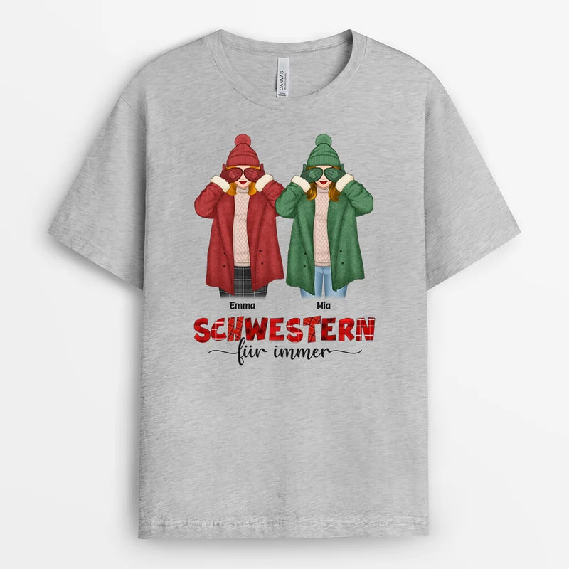 Für Immer Besties Weihnachten - Personalisiertes Geschenk | T-shirt für Freunde