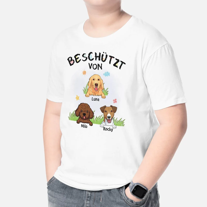 Unter Dem Schutz Von Hunden - Personalisiertes Geschenk | T-shirt für Kinder