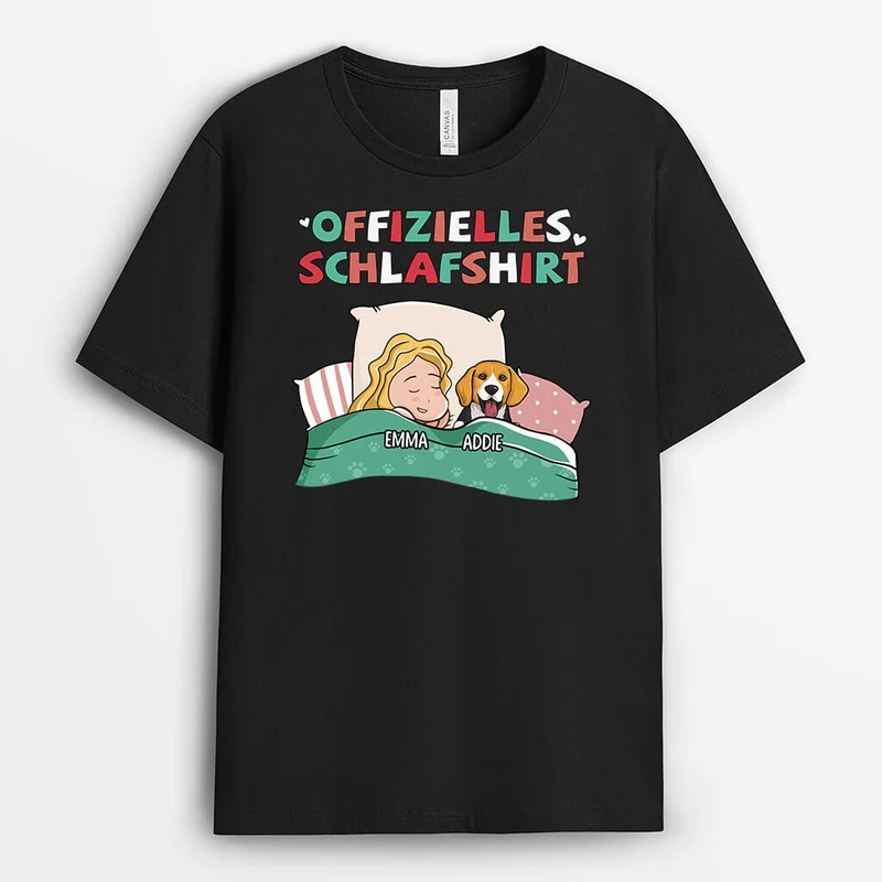 Offizielles Schlafshirt Mit Hunden - Personalisiertes Geschenk | T-shirt für Hundeliebhaber