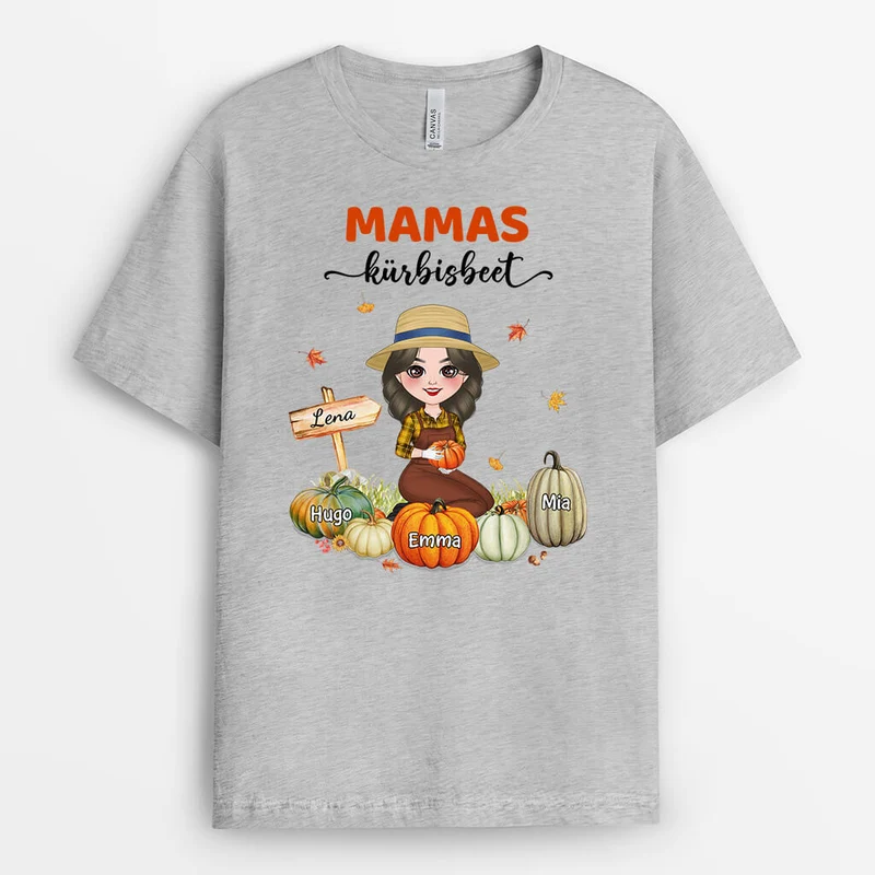 Personalisiertes Mamas Omas Kürbisbeet Süß T-shirt