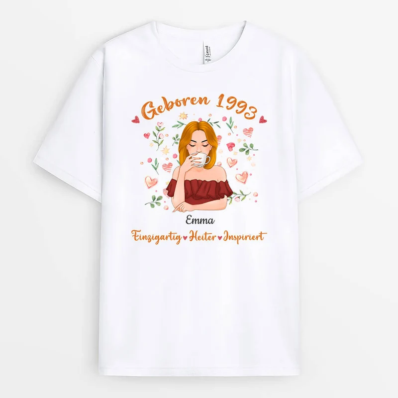 Personalisierter Geboren in 1993 Blätter Geburtstag T-Shirt