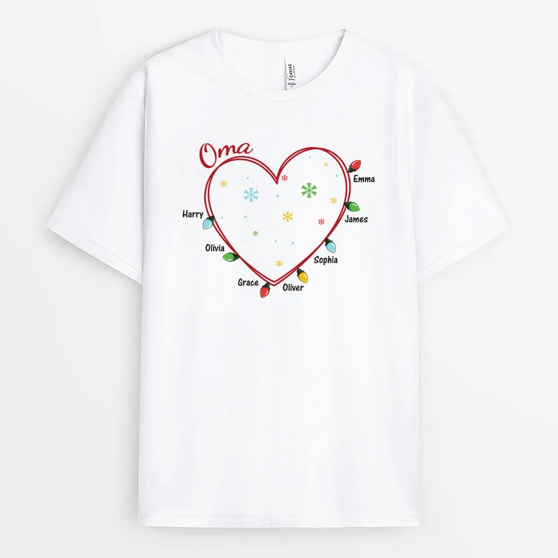 Oma Herz - Personalisiertes Geschenk | T-Shirt für Omas zu Weihnachten