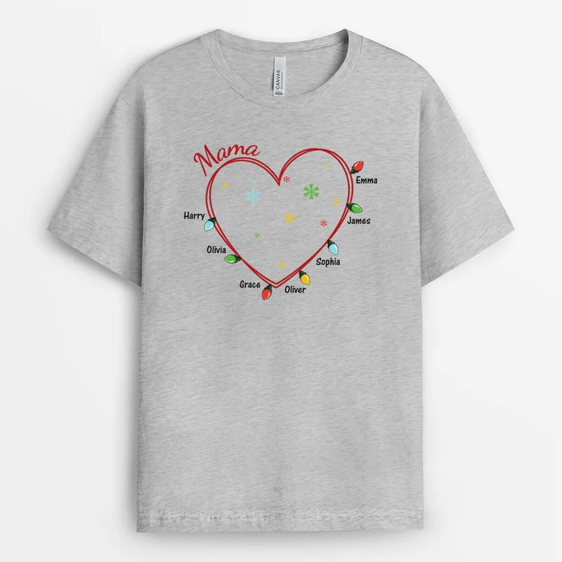 Oma Herz - Personalisiertes Geschenk | T-Shirt für Omas zu Weihnachten