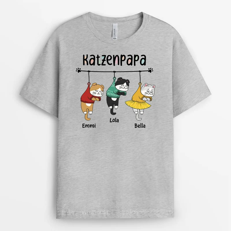 Katzenmama/Katzenpapa - Personalisiertes Geschenk | T-Shirt für Katzenliebhaber zu Weihnachten