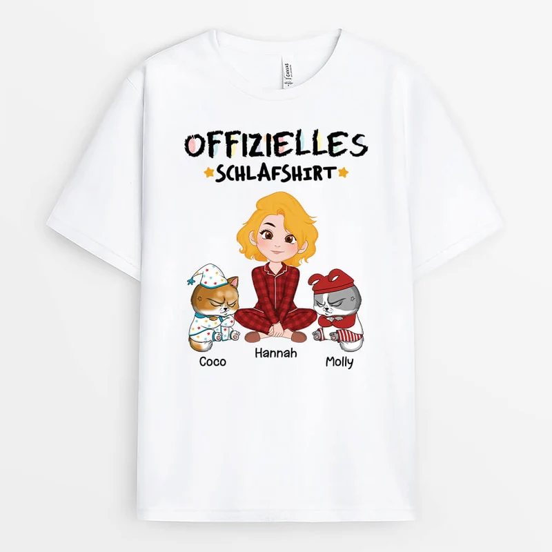 Offizielles Schlafshirt - Personalisiertes Geschenk | T-Shirt für Katzenliebhaber