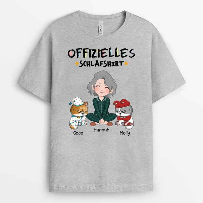 Offizielles Schlafshirt - Personalisiertes Geschenk | T-Shirt für Katzenliebhaber