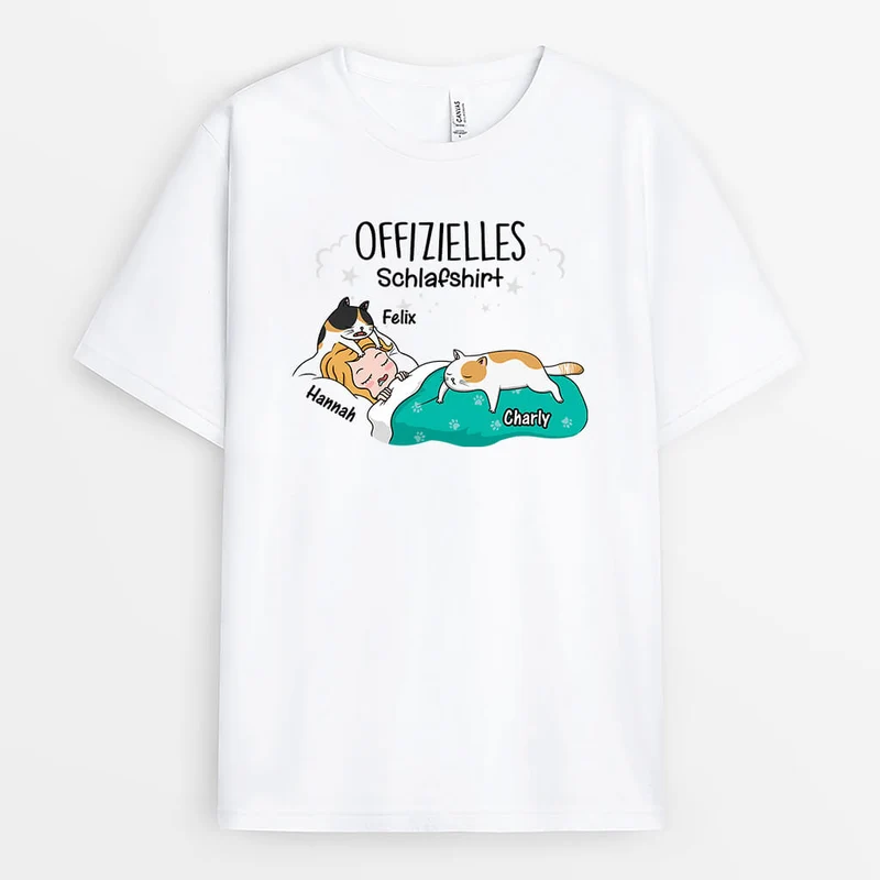 Offizielles Schlafshirt - Personalisiertes Geschenk | T-Shirt für Katzenliebhaber
