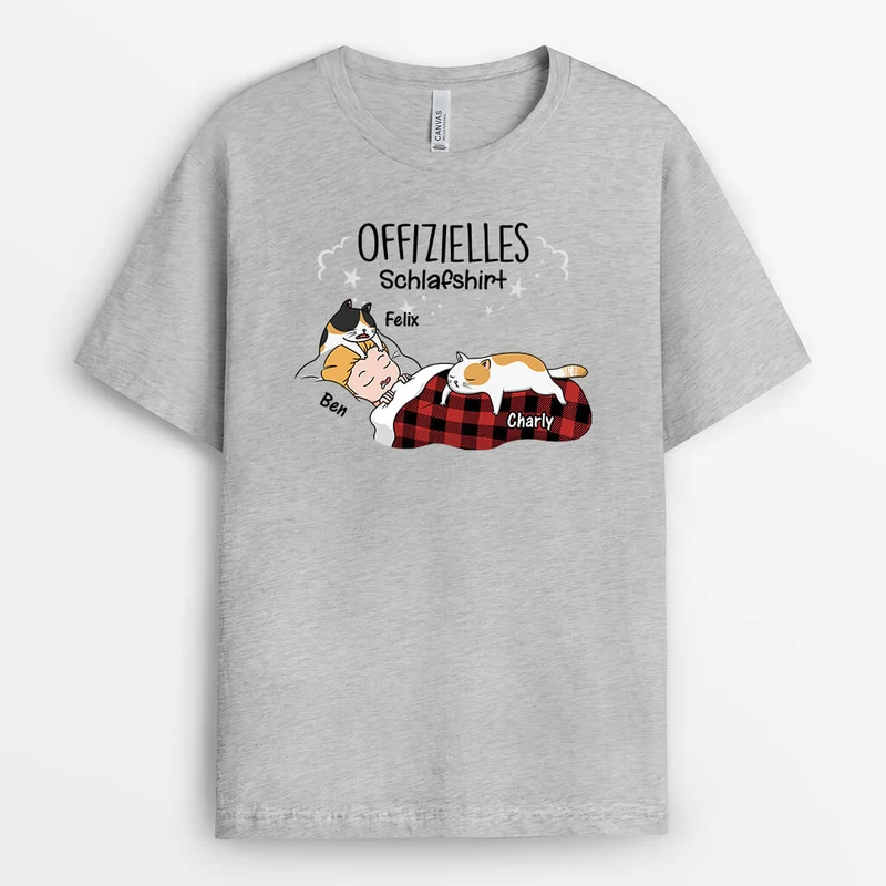 Offizielles Schlafshirt - Personalisiertes Geschenk | T-Shirt für Katzenliebhaber