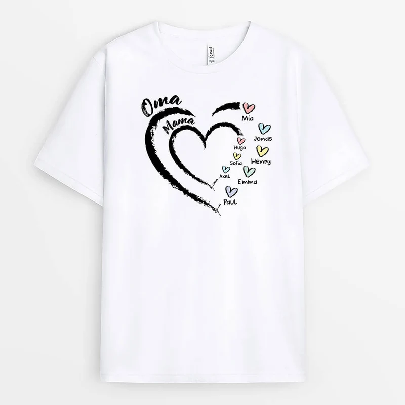 Oma Mama Buntstift Herz Namen - Personalisiertes Geschenk | T-Shirt für Damen