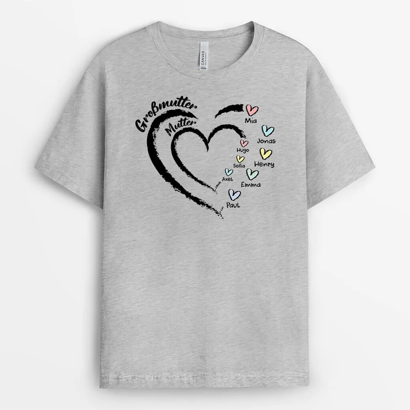 Oma Mama Buntstift Herz Namen - Personalisiertes Geschenk | T-Shirt für Damen