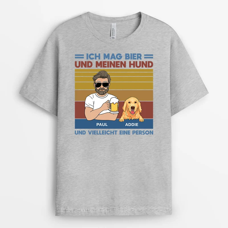 Ich Mag Bier Und Meinen Hund - Personalisiertes Geschenk | T-Shirt für Hundeliebhaber
