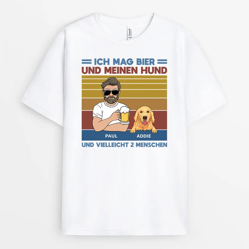 Ich Mag Bier Und Meinen Hund - Personalisiertes Geschenk | T-Shirt für Hundeliebhaber