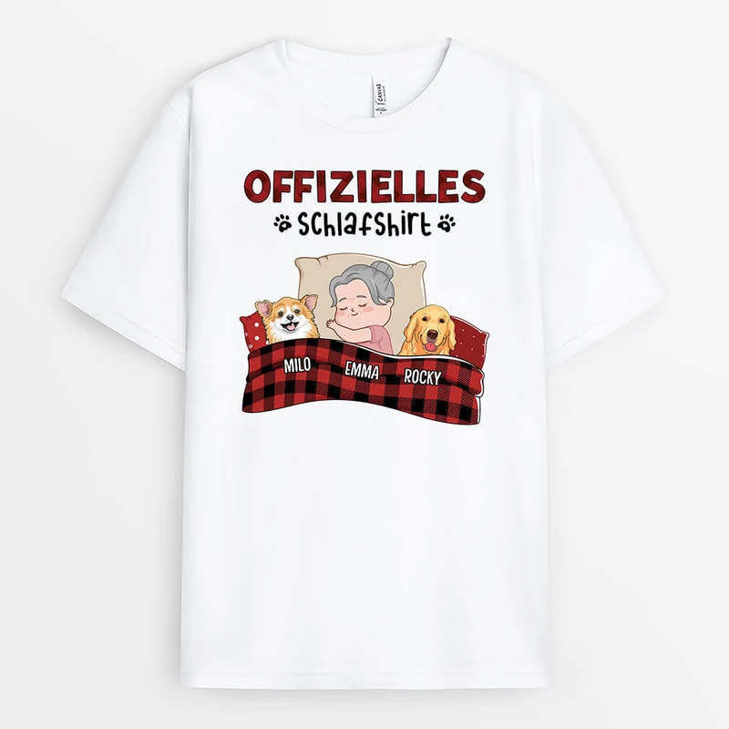 Offizielles Süßes Schlafshirt Mit Hunde - Personalisiertes Geschenk | T-Shirt für Hundeliebhaber