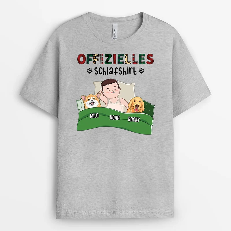 Offizielles Süßes Schlafshirt Mit Hunde - Personalisiertes Geschenk | T-Shirt für Hundeliebhaber
