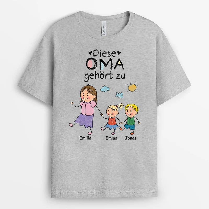 Dieser Opa/Papa Gehört Zu Hand in Hand - Personalisiertes Geschenk | T-Shirt für Männer