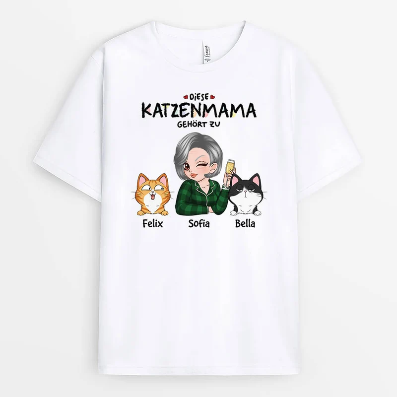 Diese Katzenmama Gehört Zu - Personalisiertes Geschenk | T-shirt für Katzenliebhaber