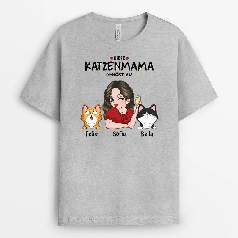 Diese Katzenmama Gehört Zu - Personalisiertes Geschenk | T-shirt für Katzenliebhaber