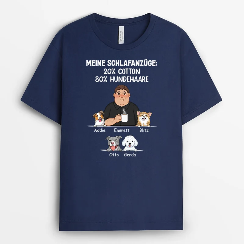 Mein Pyjama 20% Baumwolle 80% Hundehaare - Personalisiertes Geschenk | Schwarzes T-Shirt für Hundeliebhaber