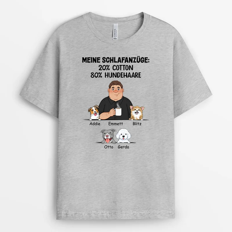 Mein Pyjama 20% Baumwolle 80% Hundehaare - Personalisiertes Geschenk | Weißes T-Shirt für Hundeliebhaber