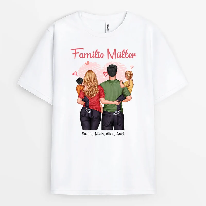 Die Familie Illustration - Personalisiertes Geschenk | T-Shirt für die Familie