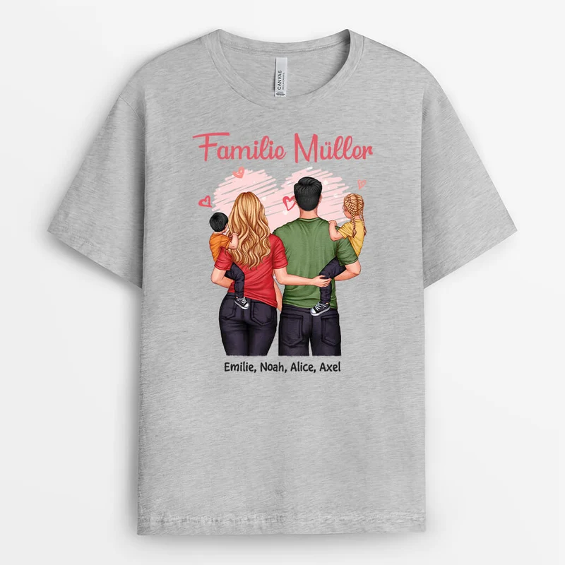 Die Familie Illustration - Personalisiertes Geschenk | T-Shirt für die Familie