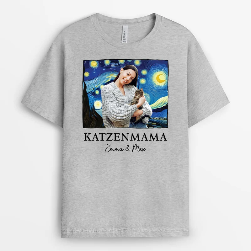 Katzenmama/Katzenpapa - Personalisiertes Geschenk | T-Shirt für Katzenliebhaber