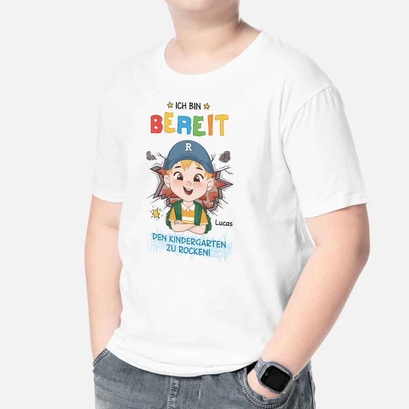 Ich Bin Bereit Den Kindergarten Zu Rocken - Personalisiertes Geschenk | T-Shirt für Kinder