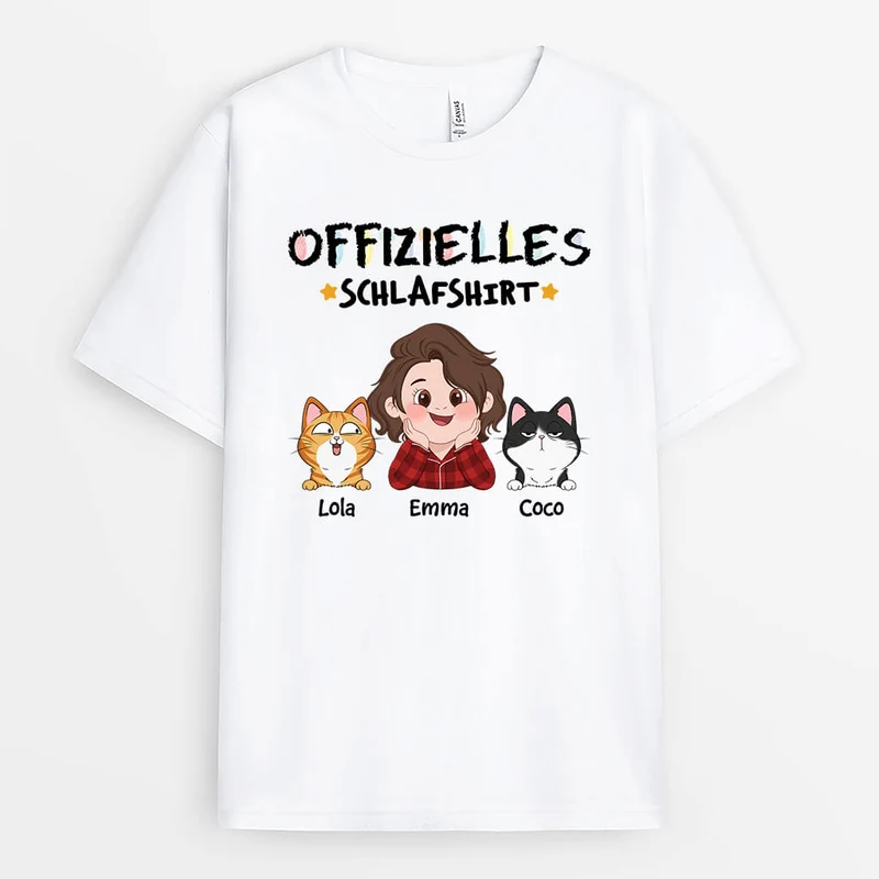 Offizielles Schlafshirt - Personalisiertes Geschenk | T-Shirt für Katzenliebhaber