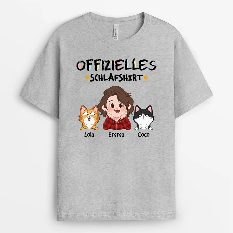 Offizielles Schlafshirt - Personalisiertes Geschenk | T-Shirt für Katzenliebhaber