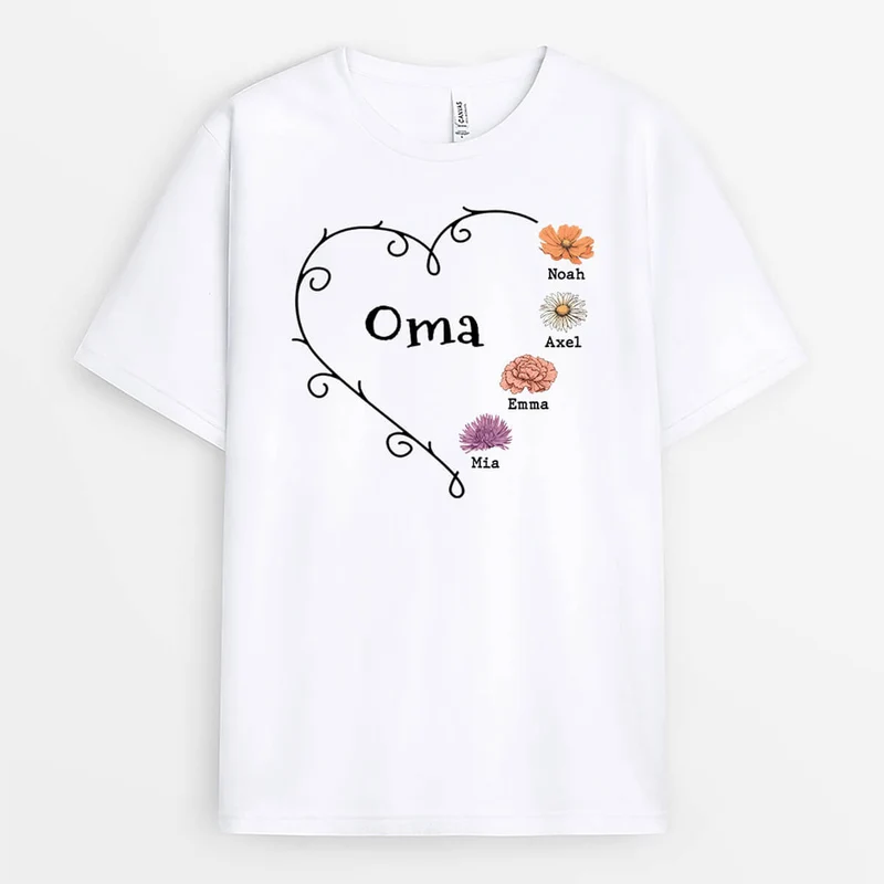 Oma Im Retro-Blumenstil - Personalisiertes Geschenk | T-Shirt für Omas