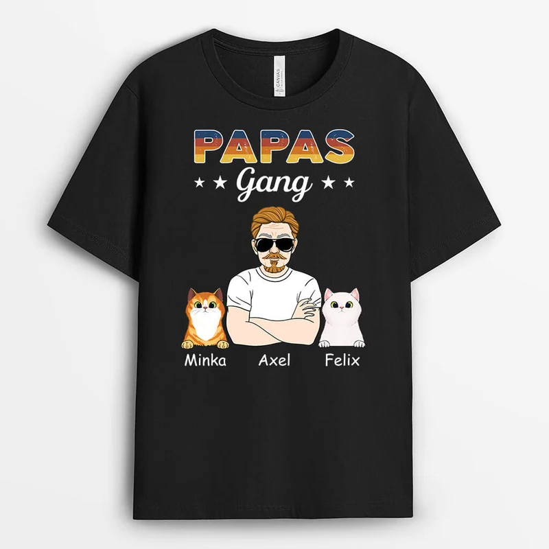 Papas Coole Katzenbande - Personalisiertes Geschenk | T-shirt für Katzenliebhaber