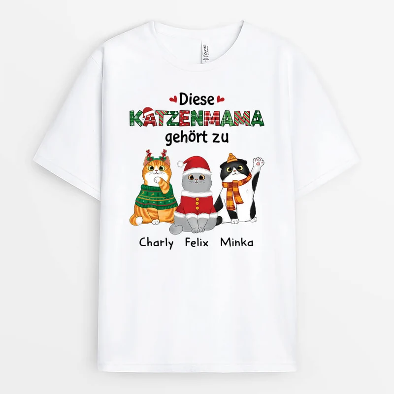 Katzenmama Dieser Katzenpapa Gehört Zu - Personalisiertes Geschenk | T-shirt für Katzenliebhaber